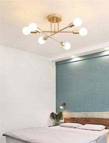 img 2 attached to 🌟 Enhance Your Living Spaces with the Michideco Modern 6-Light Sputnik Chandelier in Golden Finish