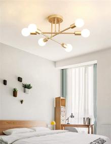 img 3 attached to 🌟 Enhance Your Living Spaces with the Michideco Modern 6-Light Sputnik Chandelier in Golden Finish