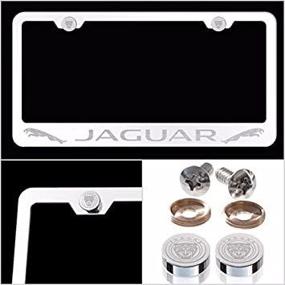 img 2 attached to 🔥 Luxurious UFRAME Fit Jaguar License Plate Frame: Premium Laser Engraved Mirror-Finished Chrome Stainless Steel with Caps and Accessories