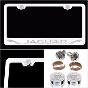 img 1 attached to 🔥 Luxurious UFRAME Fit Jaguar License Plate Frame: Premium Laser Engraved Mirror-Finished Chrome Stainless Steel with Caps and Accessories