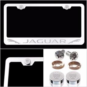 img 3 attached to 🔥 Luxurious UFRAME Fit Jaguar License Plate Frame: Premium Laser Engraved Mirror-Finished Chrome Stainless Steel with Caps and Accessories