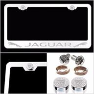 🔥 luxurious uframe fit jaguar license plate frame: premium laser engraved mirror-finished chrome stainless steel with caps and accessories logo
