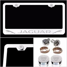img 4 attached to 🔥 Luxurious UFRAME Fit Jaguar License Plate Frame: Premium Laser Engraved Mirror-Finished Chrome Stainless Steel with Caps and Accessories