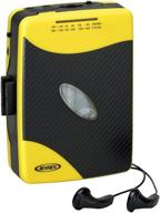 портативный стереоплеер jensen с кассетным проигрывателем, am/fm-радио и спортивными наушниками (желтый) логотип