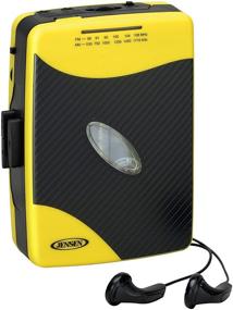 img 4 attached to Портативный стереоплеер Jensen с кассетным проигрывателем, AM/FM-радио и спортивными наушниками (желтый)