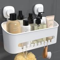 🚿 white shower caddy suction cup no-drill removable bathroom organizer - budget & good shower storage basket for shampoo, conditioner, and heavy-duty shower essentials logo