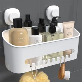 img 4 attached to 🚿 White Shower Caddy Suction Cup No-Drill Removable Bathroom Organizer - Budget & Good Shower Storage Basket for Shampoo, Conditioner, and Heavy-duty Shower Essentials