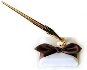 img 1 attached to 🖋️ Ivory Pen Set with Brown Satin Bow: Enhance Your Bridal Wedding Reception with Elegance
