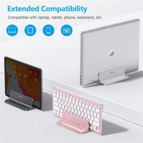 img 2 attached to OMOTON Vertical Laptop Stand Holder: Adjustable Dock for MacBook, Surface & Gaming Laptops (Up to 17.3 inches) - Silver