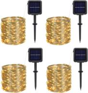 🌞 waterproof solar fairy lights 400 led - 8 modes warm white - outdoor string lights for garden, patio, yard, christmas, party, wedding - pack of 4 - copper wire logo