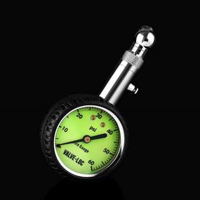 img 1 attached to Valve-Loc Tire Pressure Gauge: Heavy-Duty Metal Head, Glow in the Dark Faceplate, 10-60 PSI – Ideal for Cars, Trucks, RVs, and Bicycles!