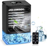 black portable air conditioner fan with remote controller, timer, handle - perfect for home, office, room logo