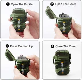 img 2 attached to LEUEK Waterproof Dual Arc Electric Lighter - Flameless USB Rechargeable Outdoor Windproof Lighter for Camping and Survival - ArmyGreen