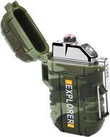 leuek waterproof dual arc electric lighter - flameless usb rechargeable outdoor windproof lighter for camping and survival - armygreen logo