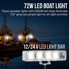 img 1 attached to 🚤 Waterproof LED Boat Lights - Marine Mate, 2 Lights, 72W, Tested Waterproof Deck/Dock Lights, 4000LMS, 120°Flood Light, 6.3inch, 12/24 V LED Light Bar. 50,000 Working Hours.