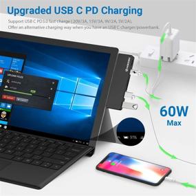 img 1 attached to 🔌 6-in-2 Surface Pro 7 USB C Hub Adapter - 4K HDMI, USB C PD Charging, 2 USB 3.0, SD/MicroSD Card Reader - Microsoft Surface Pro 7 Accessories, Docking Station