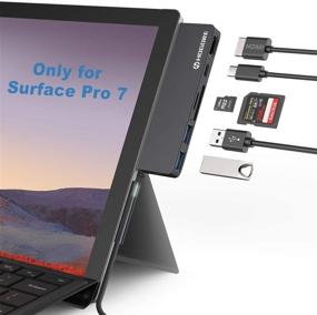 img 4 attached to 🔌 Адаптер USB C Hub 6 в 2 для Surface Pro 7 - 4K HDMI, USB C PD зарядка, 2 USB 3.0, ридер SD/MicroSD карточек - Аксессуары для Microsoft Surface Pro 7, станция док-станция