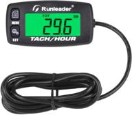 🕒 runleader digital engine hour meter: maintenance reminder tachometer for various gas powered equipment (button-bk) logo