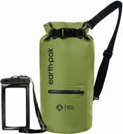 🌊 earth pak- waterproof dry bag with front zippered pocket for kayaking, beach, rafting, boating, hiking, camping and fishing - includes waterproof phone case логотип