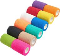 🏥 3 inch self adhesive bandage wrap - vet wrap | cohesive self adherent bandage | first aid medical tape in 12 vibrant colors логотип