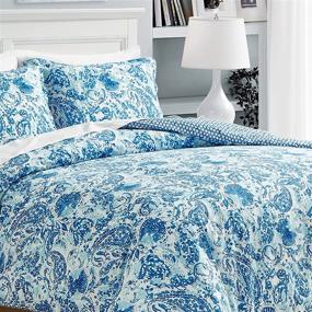 img 1 attached to Blue Queen Cotton Comforter Set by Poppy & Fritz Brooke