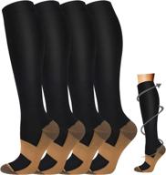 🧦 copper compression socks for men and women - 4 pairs, ideal support for nurses, running, medical, cycling логотип