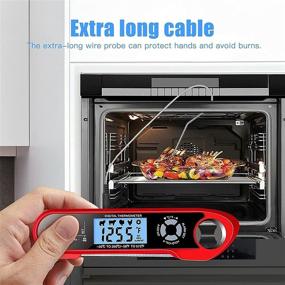 img 2 attached to 🌡️ Digital Instant Read Meat Thermometer: Ultra Fast, Long Folding Probe for Cooking, BBQ, Milk, Coffee, and Oil Deep Frying