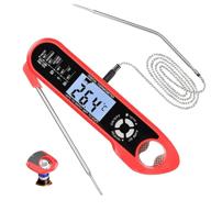 🌡️ digital instant read meat thermometer: ultra fast, long folding probe for cooking, bbq, milk, coffee, and oil deep frying logo