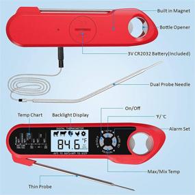 img 3 attached to 🌡️ Digital Instant Read Meat Thermometer: Ultra Fast, Long Folding Probe for Cooking, BBQ, Milk, Coffee, and Oil Deep Frying