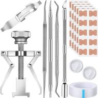 👣 complete ingrown toenail tools set for effective correction - includes 58 pieces, correction stickers, lifter, buckle file, cuticle pusher, patch tape, and finger holster logo