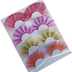 img 2 attached to 🎃 9D Colorful Eyelashes - 25MM Colored Eye Lashes for Halloween, Mink Long Dramatic False Eyelashes for Party, Cosplay, and Makeup Tools (MQ502)