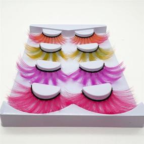 img 1 attached to 🎃 9D Colorful Eyelashes - 25MM Colored Eye Lashes for Halloween, Mink Long Dramatic False Eyelashes for Party, Cosplay, and Makeup Tools (MQ502)