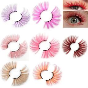 img 3 attached to 🎃 9D Colorful Eyelashes - 25MM Colored Eye Lashes for Halloween, Mink Long Dramatic False Eyelashes for Party, Cosplay, and Makeup Tools (MQ502)