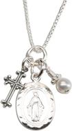 💍 exquisite girl's sterling silver miraculous necklace with cultured pearl and cross – a divine adornment logo