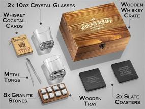 img 2 attached to 🥃 Whiskey Stones Gift Set for Men - 2-Pack 10oz Glasses with 8 Granite Chilling Rocks, Coasters, Tongs, Wooden Box & Tray - Perfect Birthday or Anniversary Bourbon Gifts for Dad, Husband, Boyfriend