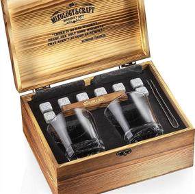 img 3 attached to 🥃 Whiskey Stones Gift Set for Men - 2-Pack 10oz Glasses with 8 Granite Chilling Rocks, Coasters, Tongs, Wooden Box & Tray - Perfect Birthday or Anniversary Bourbon Gifts for Dad, Husband, Boyfriend