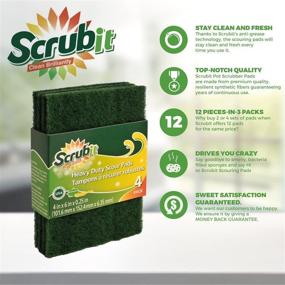 img 3 attached to 🧽 Scrub-It Scouring Pads - Heavy Duty Household Cleaning Scrubber - Non-Scratch & Reusable - 4 Pack (X3) Total 12 Pads