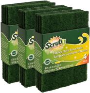 🧽 scrub-it scouring pads - heavy duty household cleaning scrubber - non-scratch & reusable - 4 pack (x3) total 12 pads logo