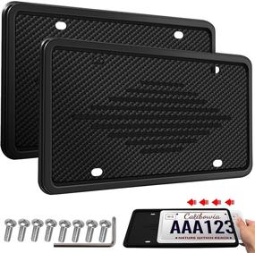 img 4 attached to 🚗 Intermerge License Plate Frames: 2 Pack Car License Plate Cover with Rust-Proof, Rattle-Proof & Weather-Proof Design – Universal US Car Black TPU License Plate Bracket Holder with Drainage Holes – Top-Quality Car Accessories