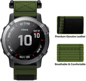 img 2 attached to 🌿 NotoCity Garmin Fenix 5 Bands Plus - Velcro Nylon Army Green Strap Replacement