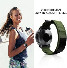 img 3 attached to 🌿 NotoCity Garmin Fenix 5 Bands Plus - Velcro Nylon Army Green Strap Replacement