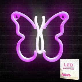 img 1 attached to 🦋 Neon Butterfly Wall Decor Signs - Bedroom LED Neon Light for Kids Boys Room - USB/Battery Powered Aesthetic Hanging Neon Night Light - Perfect for Party, Bar, Birthday, Christmas Gift (Pink+White)