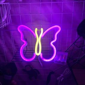 img 4 attached to 🦋 Neon Butterfly Wall Decor Signs - Bedroom LED Neon Light for Kids Boys Room - USB/Battery Powered Aesthetic Hanging Neon Night Light - Perfect for Party, Bar, Birthday, Christmas Gift (Pink+White)