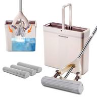 🧽 sponge mop and bucket set with 3 replacement sponge heads - pva mop for super absorption and easy cleaning on hardwood, laminate, tile, marble, and ceramic floors logo