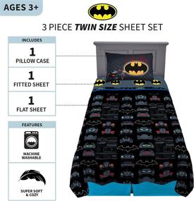 img 2 attached to Super Soft Batman Twin Size Bedding Set, 3 Piece Sheet Set by Franco Kids