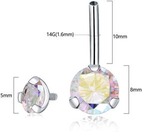 img 2 attached to 💎 Stylish PEAKLINK 14G G23 Titanium Belly Button Ring: Elegant Cubic Zirconia/Opal Design for 10mm Internally Threaded Navel Piercing