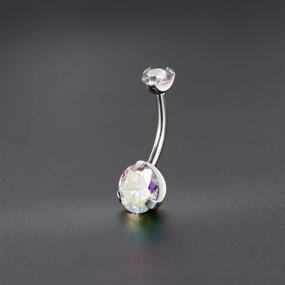 img 1 attached to 💎 Stylish PEAKLINK 14G G23 Titanium Belly Button Ring: Elegant Cubic Zirconia/Opal Design for 10mm Internally Threaded Navel Piercing