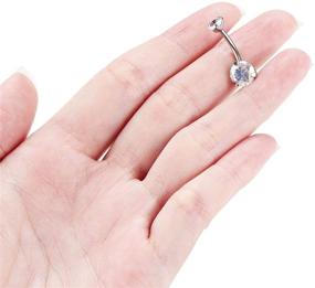 img 3 attached to 💎 Stylish PEAKLINK 14G G23 Titanium Belly Button Ring: Elegant Cubic Zirconia/Opal Design for 10mm Internally Threaded Navel Piercing