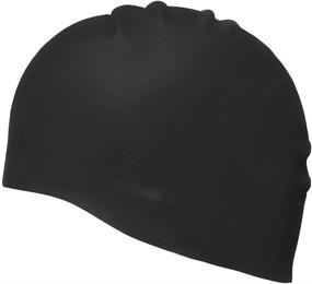 img 1 attached to Dreamslink Swimming Cap - Comfortable Solid Silicone Swim Cap for Men, Women, Adults, and Youths - Ideal for Long and Short Hair