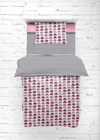 img 4 attached to Bacati - Pink/Grey Elephant 4 Piece Girls Toddler Bedding Set - 100% Cotton - Reversible Comforter, Fitted Sheet, Top Sheet, Pillow Case - Ideal for Girls